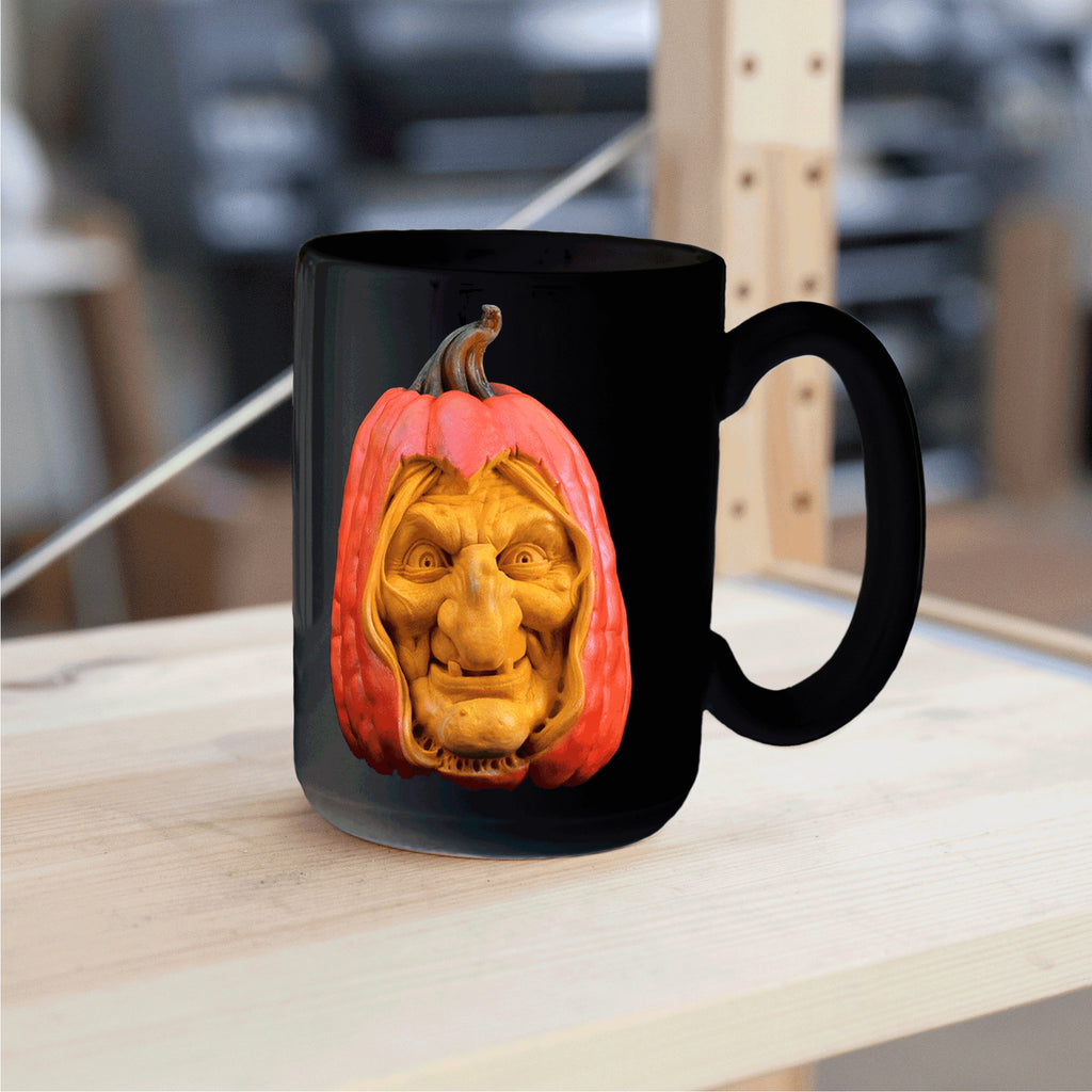 Pumpkin Witch Mug 15oz - Black