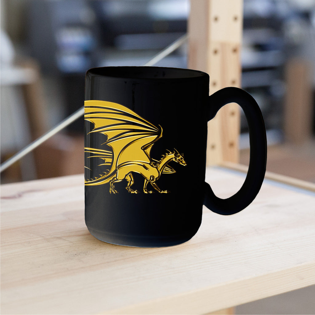 The Golden Dragon Coffee Mug 15oz - Black