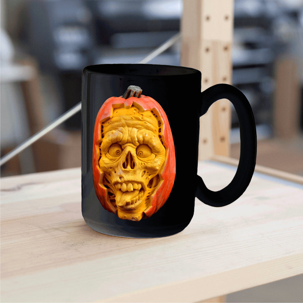 Pumpkin Zombie Mug 15oz - Black